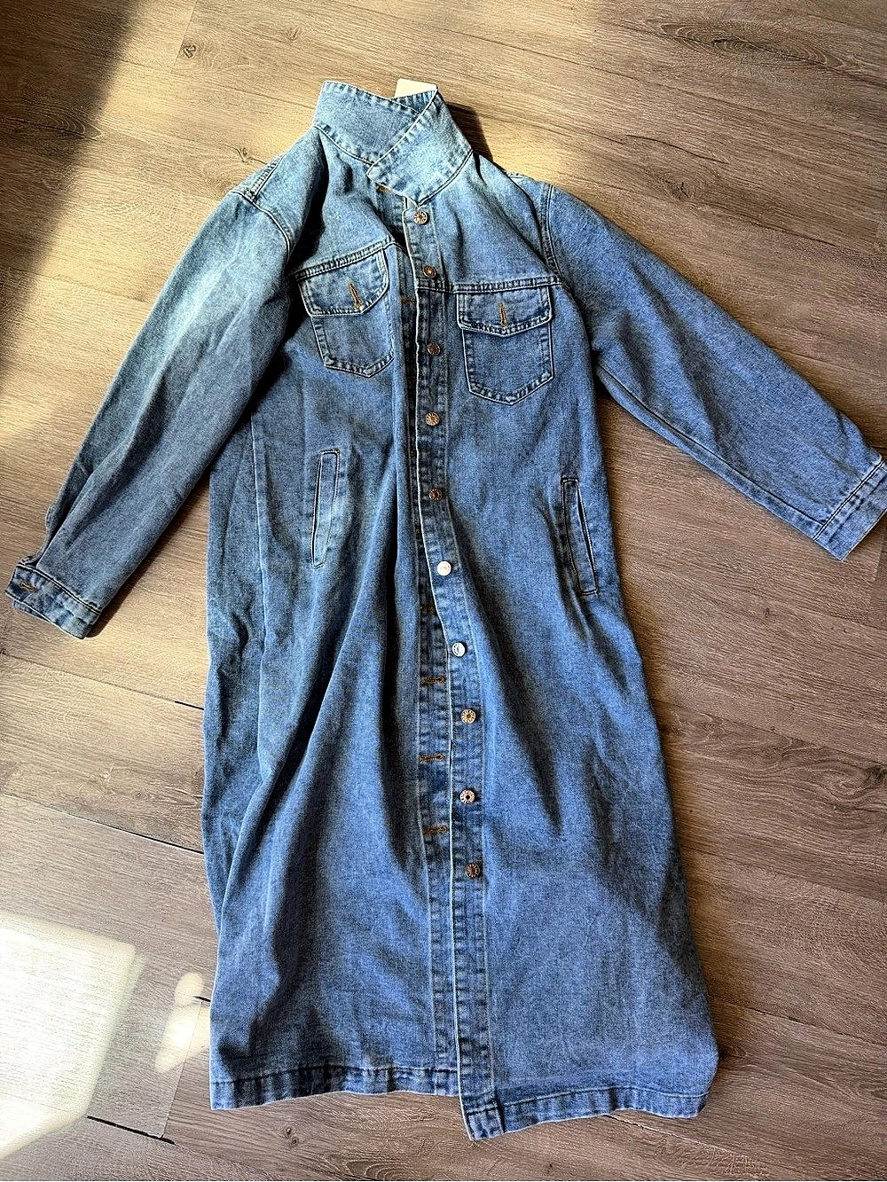 Long Denim Trench Coat Jacket